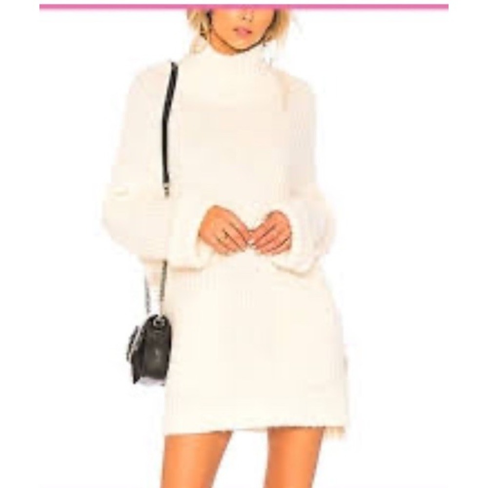 Joie Emera Ivory Cotton Sweater Fuzzy Dress XXS Turtleneck Classic